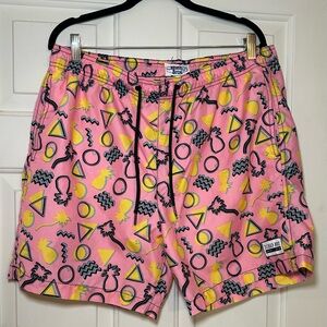 Beach Bros 80’s Swim Trunks Men’s XL Retro Pink‎ Hawaiian .